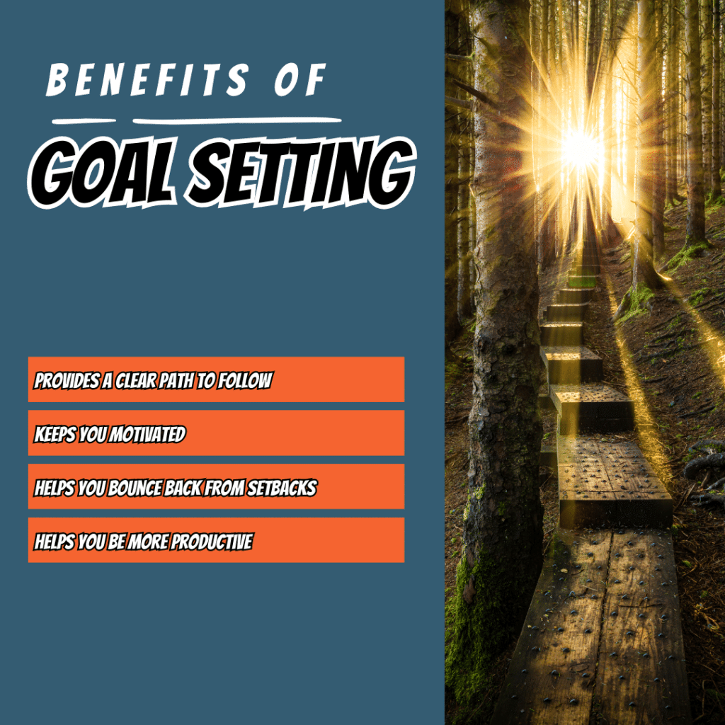 Benefits of Goal Setting After 40. Infographic detailing the benefits discussed in the post.